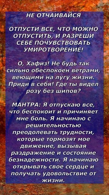 Я ОТПУСКАЮ ВСЕ, ЧТО БЕСПОКОИТ И ПРИЧИНЯЕТ МНЕ БОЛЬ!!!