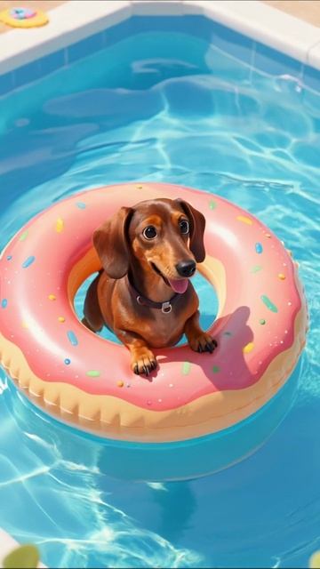 Дачный отдых: забавная собака на круге #собака #питомцы #лето