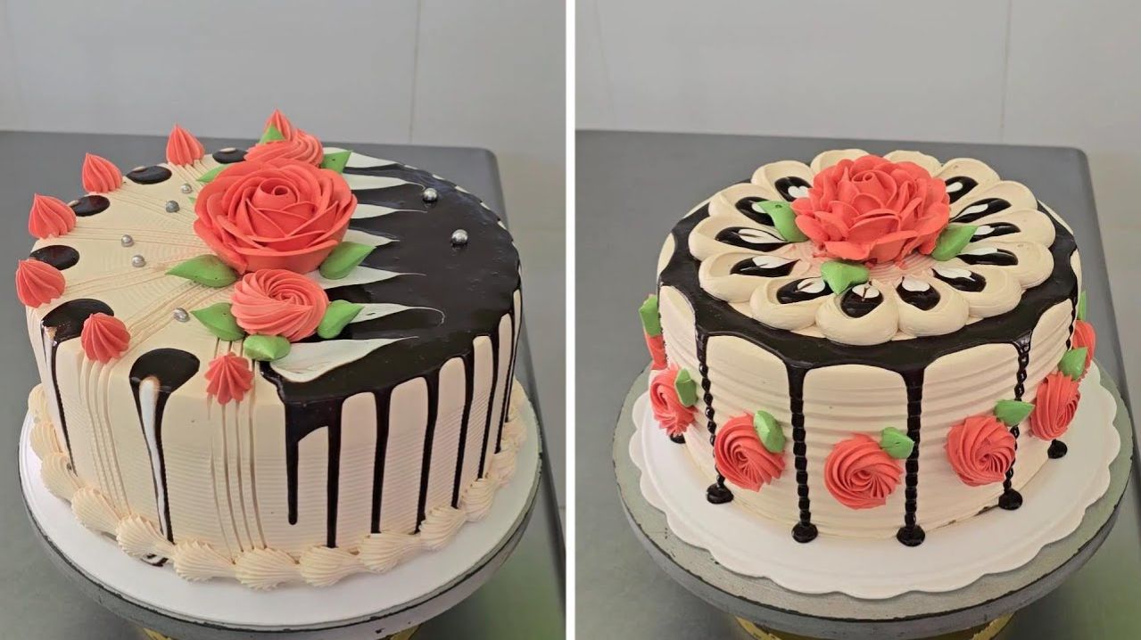 Очень красиво смотрятся торты с розами и шоколадом