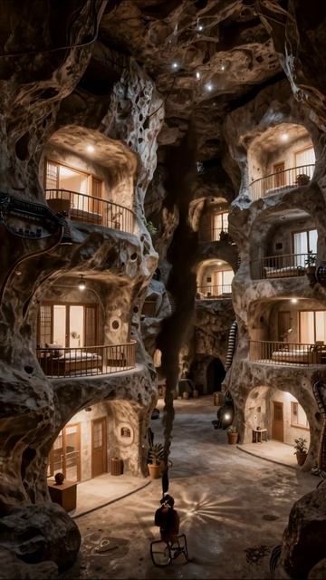 Необычный отель в скалах: уют и природа #отель #архитектура #дизайн