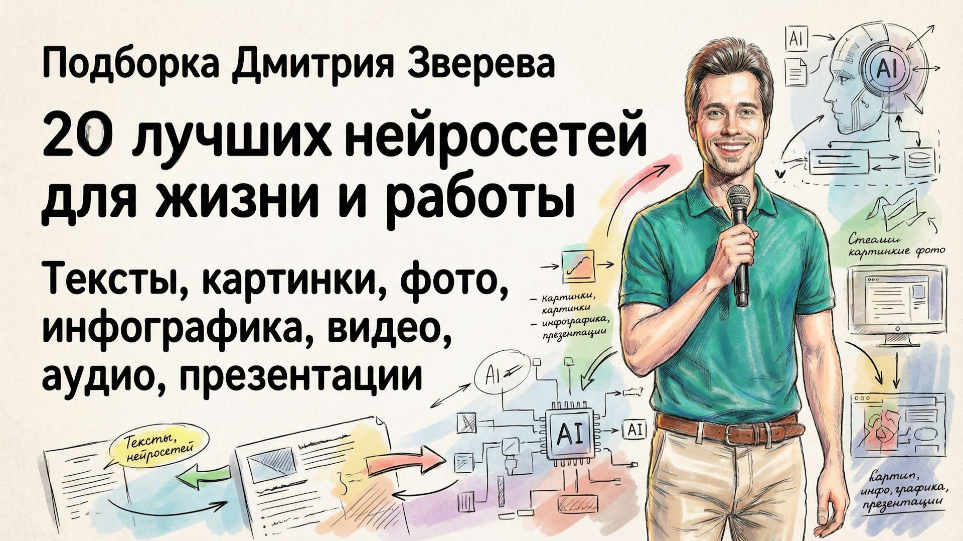 Подборка 20 лучших нейросетей - обзор и Pdf со всеми ссылками для бесплатного скачивания