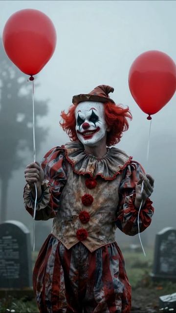 Клоун на кладбище: Зловещий момент ждет вас #ужасы #клоун #страшныеистории