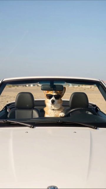 Собака за рулем: приключения на пляже! #собака #приключения #лето