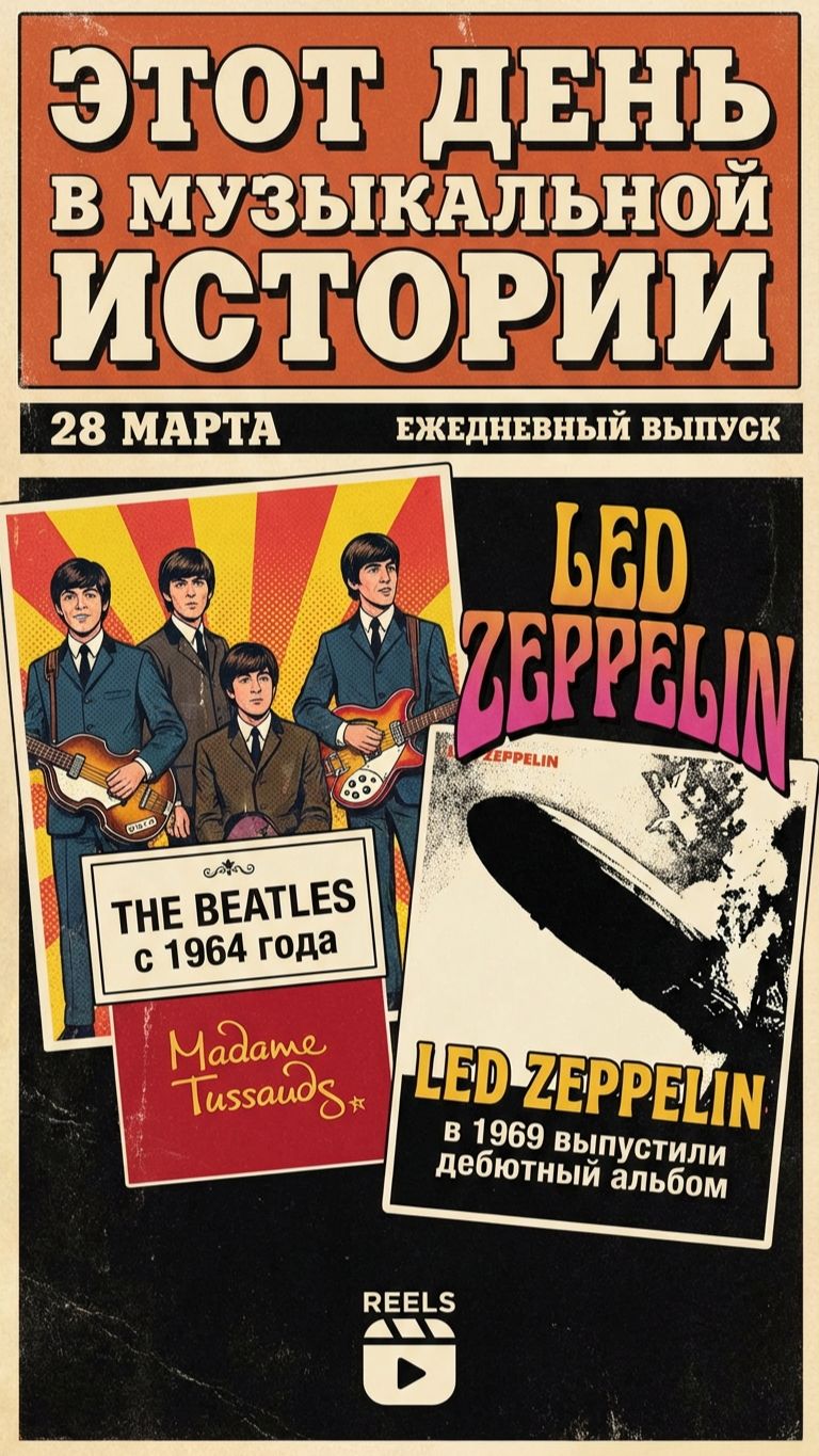 28 марта в истории музыки_The Beatles и мадам Тюссо в 1964_ Led Zeppelin в 1969