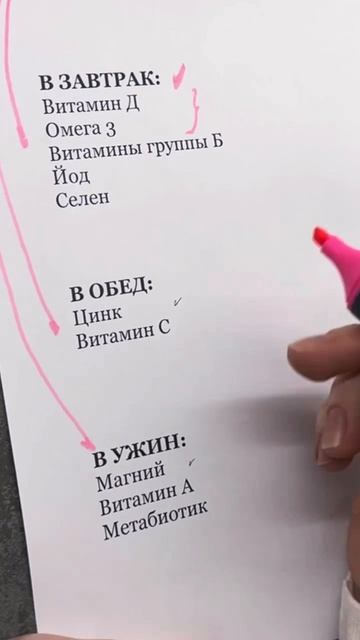 Схема приёма витаминов, чтобы всё работало, а не мешало друг другу👇
