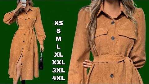 Модная выкройка платья-рубашки (от XS до 4XL).  Простое руководство по шитью для всех размеров