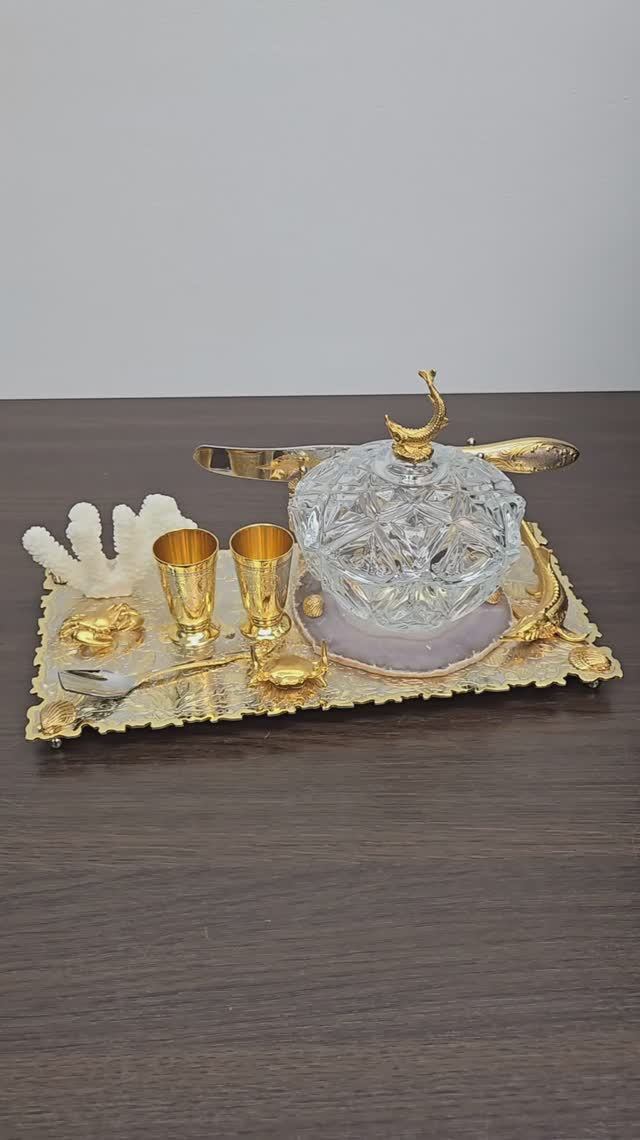 Икорный набор с рюмками «Подводный мир»