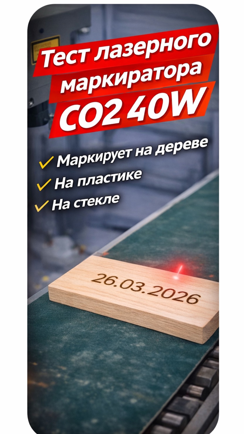 Пример работы лазерного маркиратора CO2