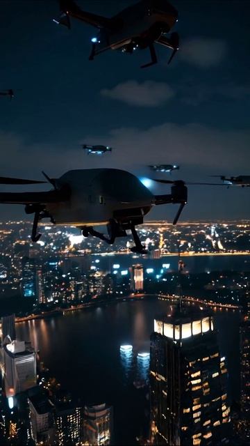 Небо, темное от дронов: грядущая угроза в будущем #технологии #апокалипсис #страх