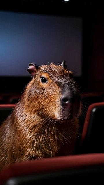 Капибара в кинотеатре: забавные моменты #животные #капиара #кино