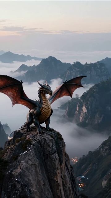 Дракон на вершине горы: величие и магия #дракон #фантазия #природа