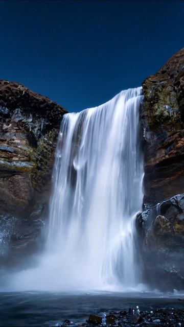 Водопад под звездным небом #природа #водопад #ночь