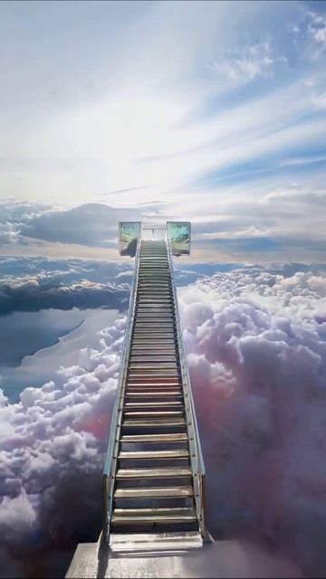 Лестница в облаках: путешествие в мир грёз #облака #фантазия #искусство