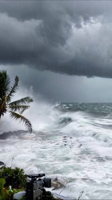 Штормовое побережье: волнение и дождь #природа #шторм #вода