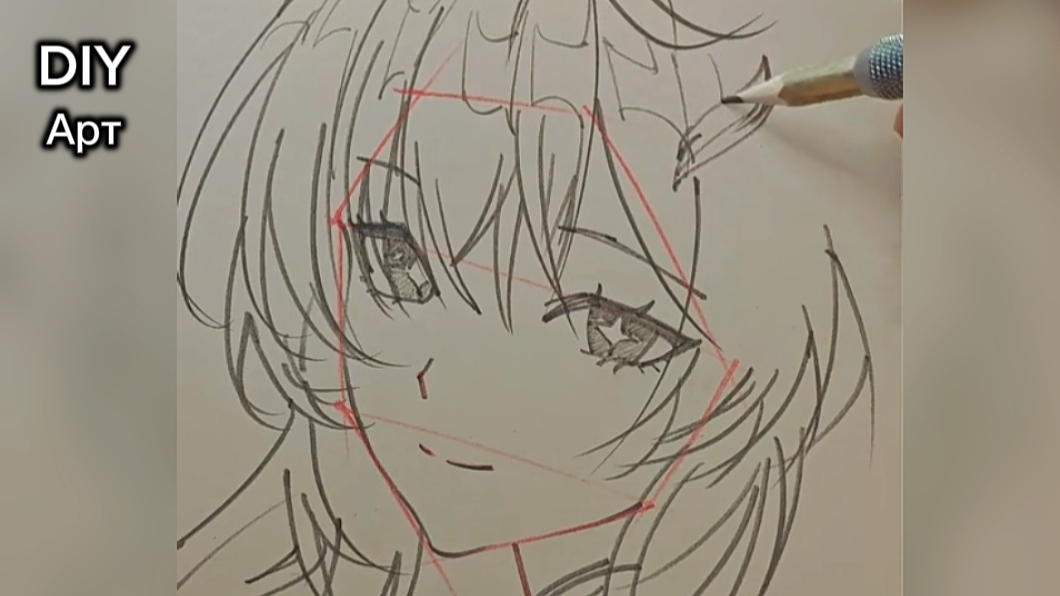 Обучение как нарисовать аниме девушку карандашом. DIY Арт