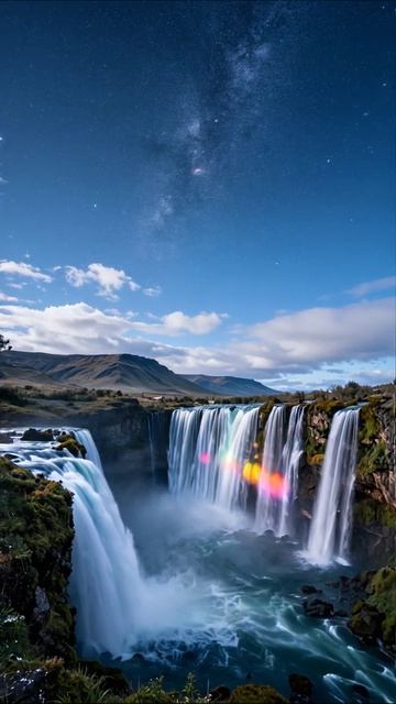 Водопад под звёздным небом #природа #водопады #галактика