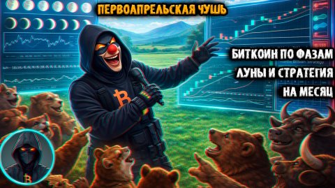 Первоапрельская чушь😆! Биткоин по ФАЗАМ луны и стратегия на месяц АПРЕЛЬ 🍑