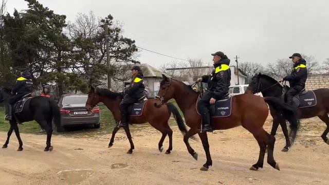 В Севастополе полицейские кавалеристы провели профилактический рейд