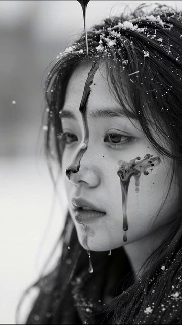 Загадка зимнего лица #искусство #чернобелое #эмоции