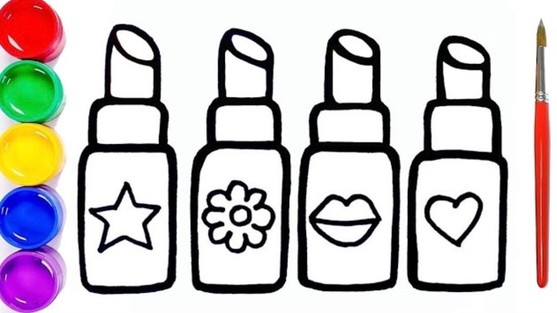 Как нарисовать косметику. Рисунок раскраска помада