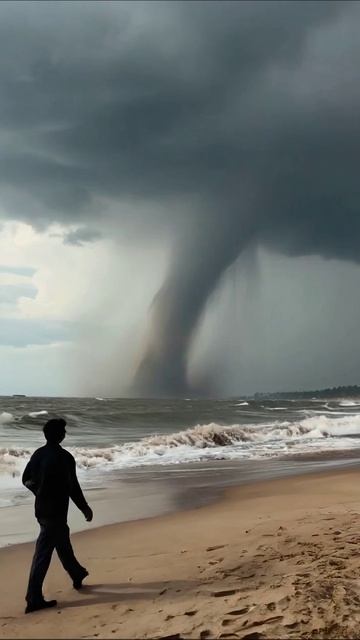 Ураган на берегу: захватывающее зрелище #погодаприрода #ураган #сложныеусловия