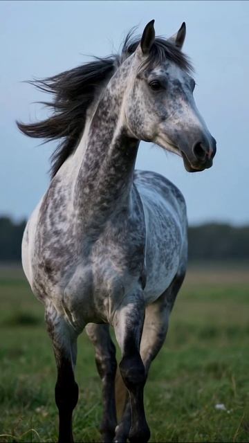 Красота серого скакуна на пастбище #лошади #природа #животные