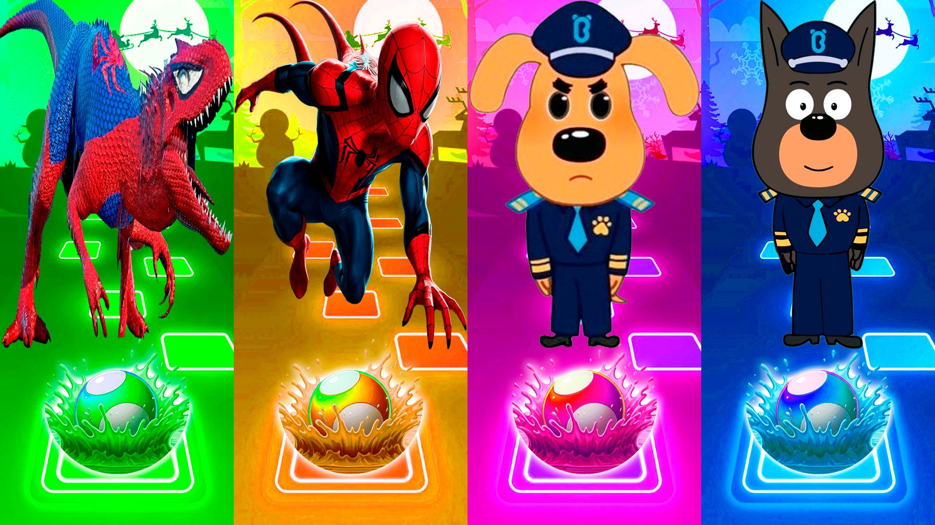 Coffin Dance Динозавры и Шериф Лабрадор 391 уровень - Мультики | Tiles Hop