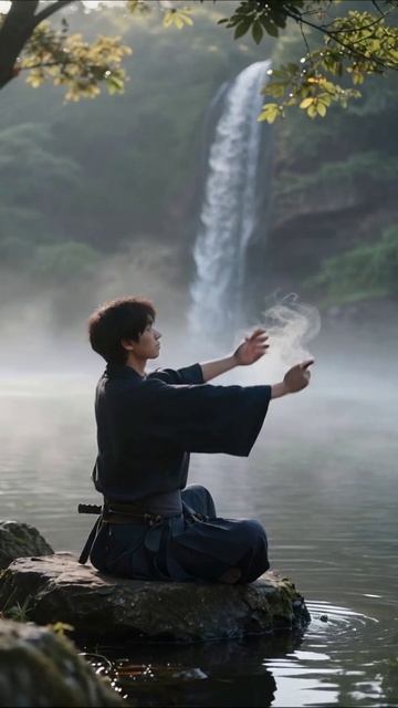 Медитация у водопада: Природа и гармония #медитация #природа #спокойствие