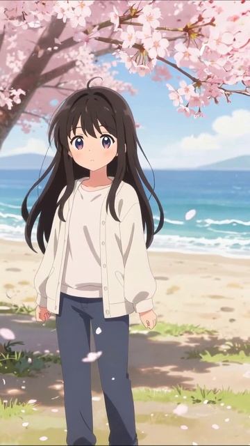 Весна у моря: нежные моменты #аниме #весна #красота