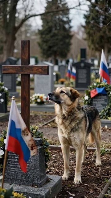 Печальная память: верный друг на могиле #горе #потеря #печаль