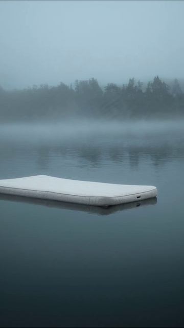 Тайна плавающей кровати в тумане #туман #водоём #атмосфера
