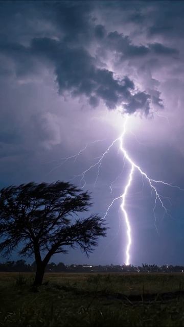 Удар молнии в темном небе #молния #природа #пейзаж