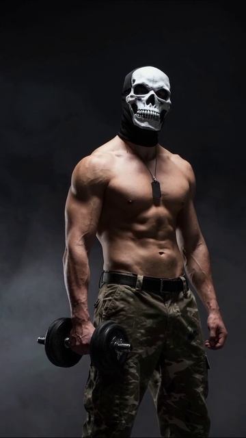 Маска черепа: заряд энергии на тренировках #фитнес #силовыеупражнения #мотивация