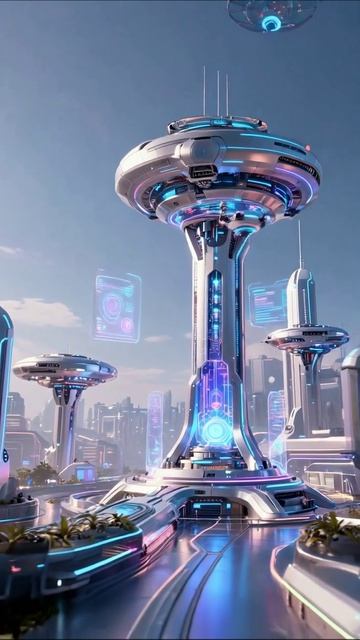 Будущее: Город технологий и дронов #футуризм #технологии #город