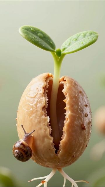 Зарождение жизни: улитка и росток #природа #растения #улитки