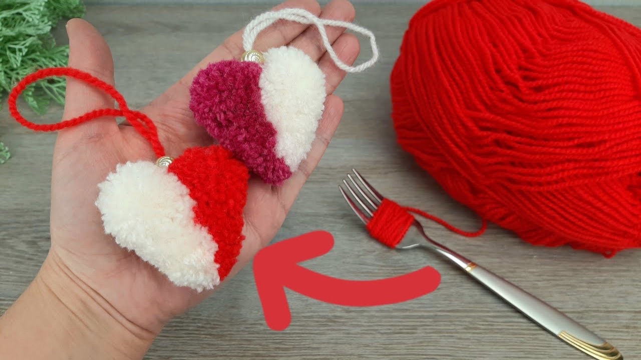 Как сделать сердце из ниток и пряжи. Сердечко из пряжи