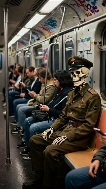 Одиночество в толпе: суть жизни #скелет #метро #одиночество