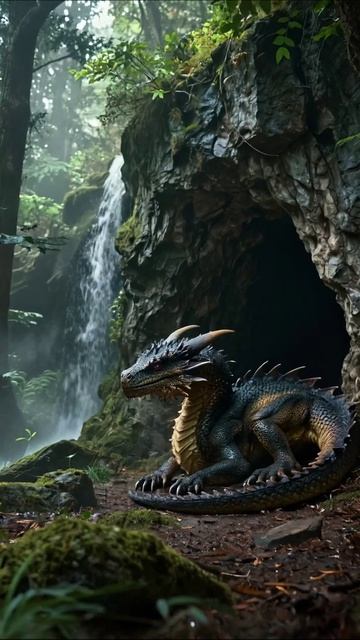 Дракон у водопада: мифы леса #драконы #приключения #фантазия