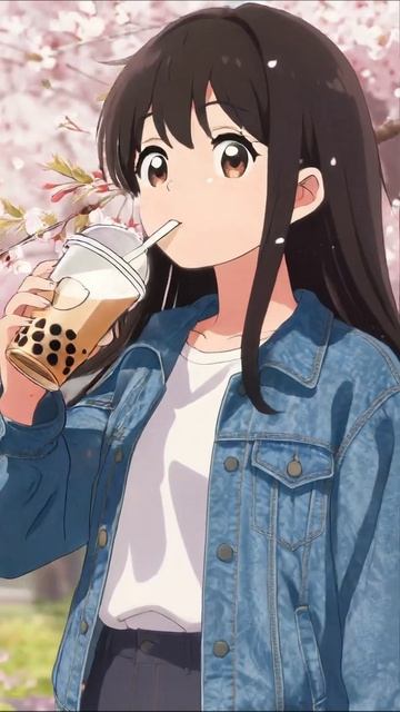 Весна и Боба: Наслаждение кружкой на улицах цветущего сада #весна #боба #аниме