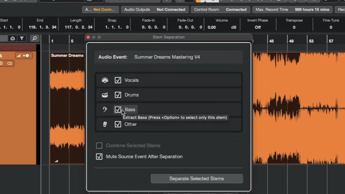 Stem Separation MultiTrack Cubase 15 PRO