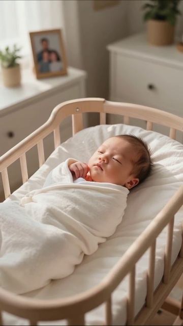 Милый сладкий сон: младенец в детской кроватке #младенец #сладкийсон #семейныемоменты