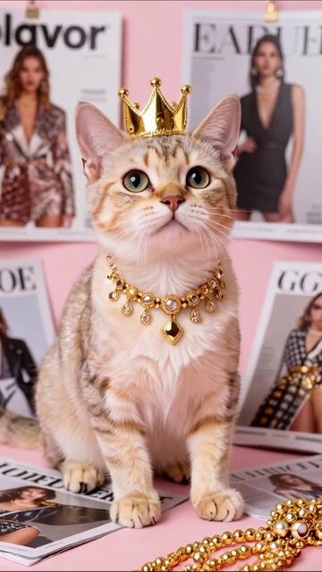 Кошка в короне: королевский стиль питомца! #котики #мода #стиль