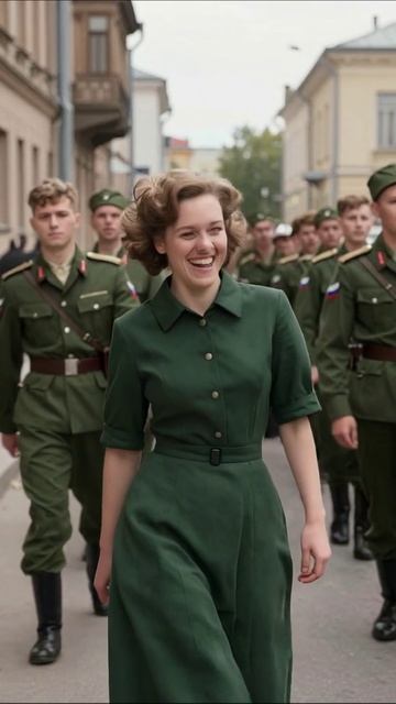 Веселая девушка среди солдат: история дружбы и единства #история #дружба #единство