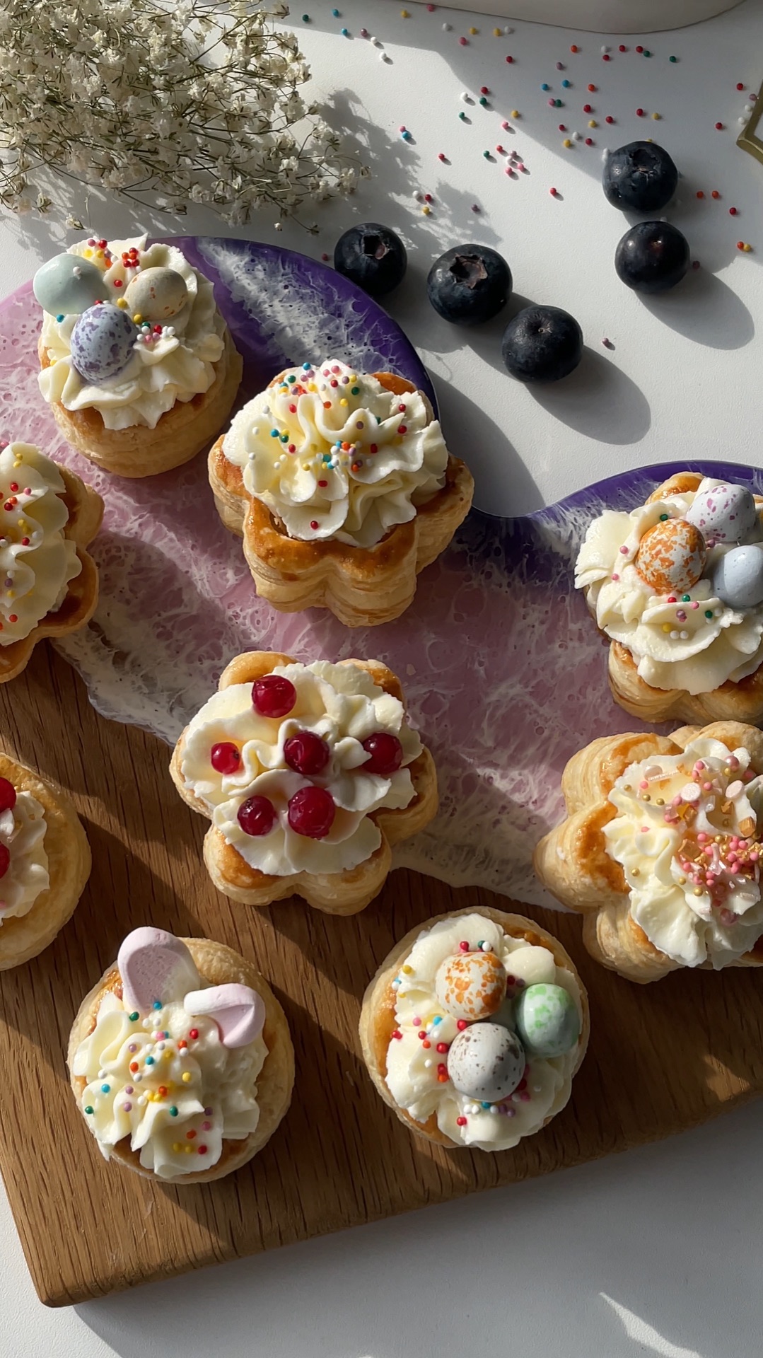 Слоеные цветочки с крем-чиз 🌸✨