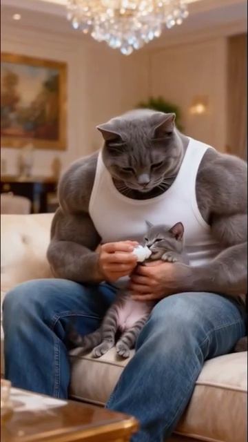 Кот папа очень злой 😡