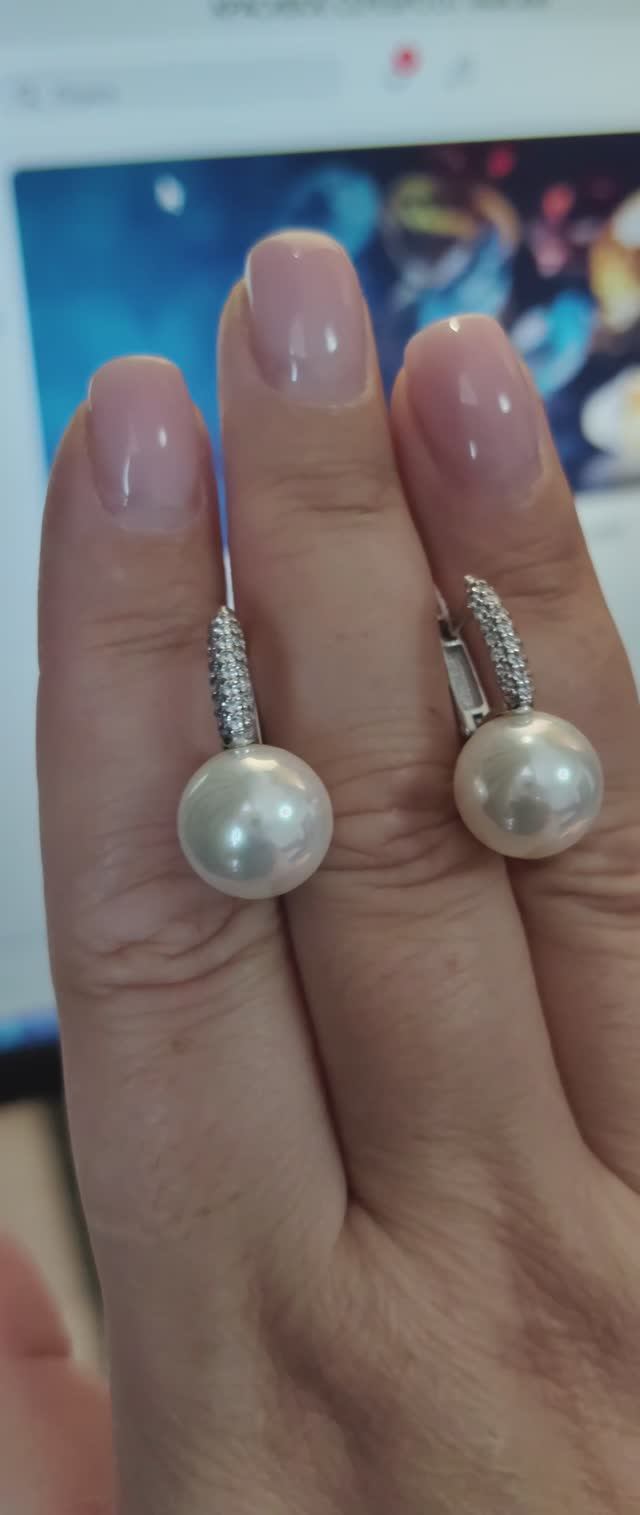 💎ЭФФЕКТНЫЕ СЕРЕБРЯНЫЕ СЕРЬГИ С ЖЕМЧУГОМ💎