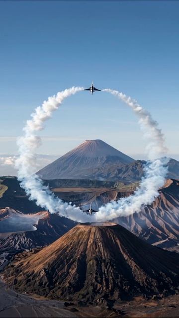 Удивительные маневры над вулканом #авиашоу #вулкан #природа