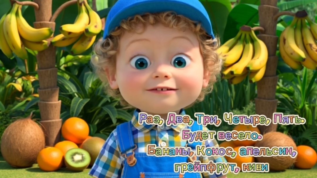 🍌🥥🍊🍈🥝ЛЁНЯ В ТРОПИЧЕСКОМ САДУ | Учим фрукты и считаем до 5 #дети #музыка #песни #мультик