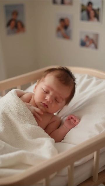 Милый малыш спит в уютной кроватке #младенец #счастье #семья