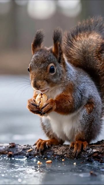 Общий вид белки с орехом #белки #природа #животные